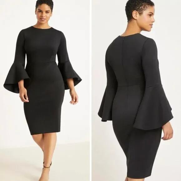 NEW Eloquii Flare Sleeve Scuba Dress, women plus size‎ 24 - Picture 1 of 13